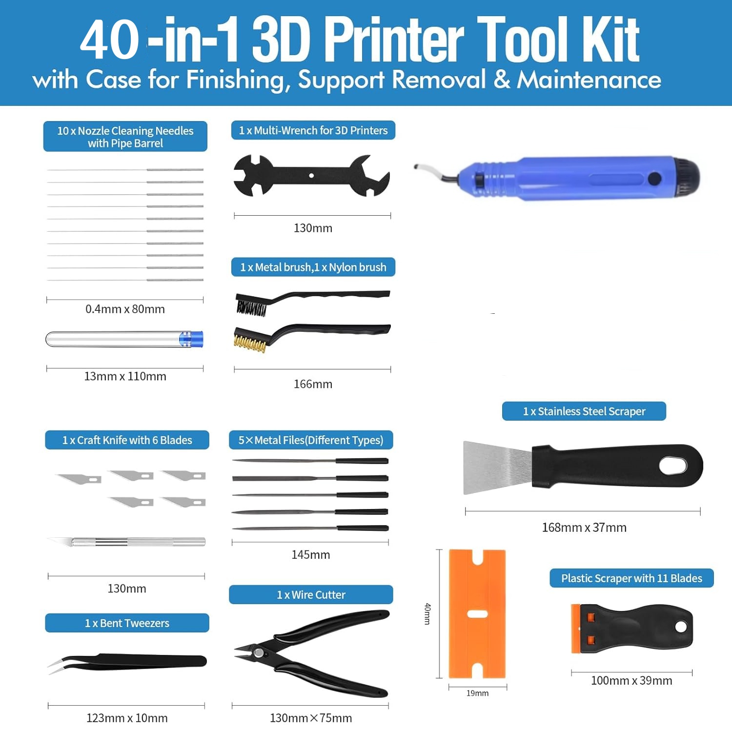 40 قطعة من أدوات الطابعة ثلاثي - مراجعة 3D Printing File وسعره